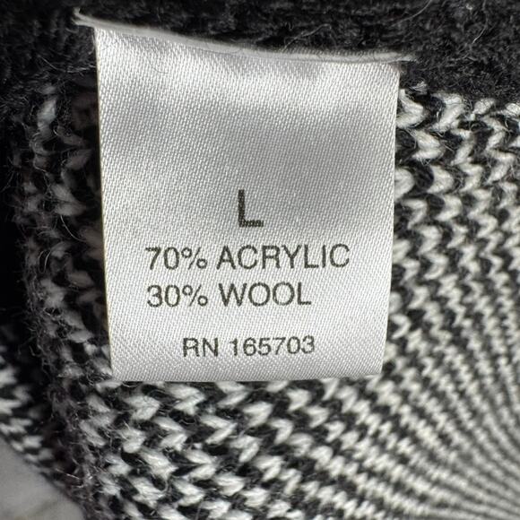 Bianca G. Made in Italy Jacquard Knit Sweater Coat L Black White Button Front - Picture 6 of 8